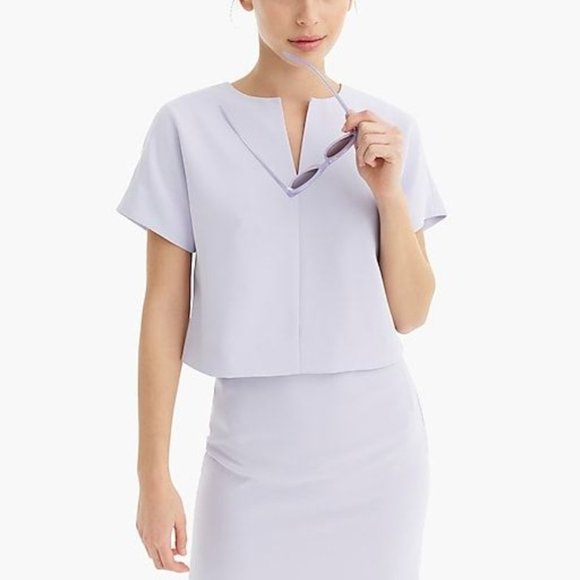 Cropped cap-sleeve top in 365 crepe - Picture 2 of 6